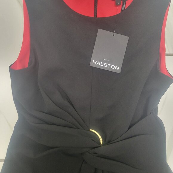 Halston NWT Sleek Black Formal Dress - Picture 2 of 11
